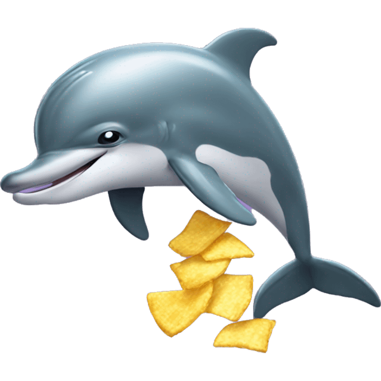 Dolphin eating Chips  emoji