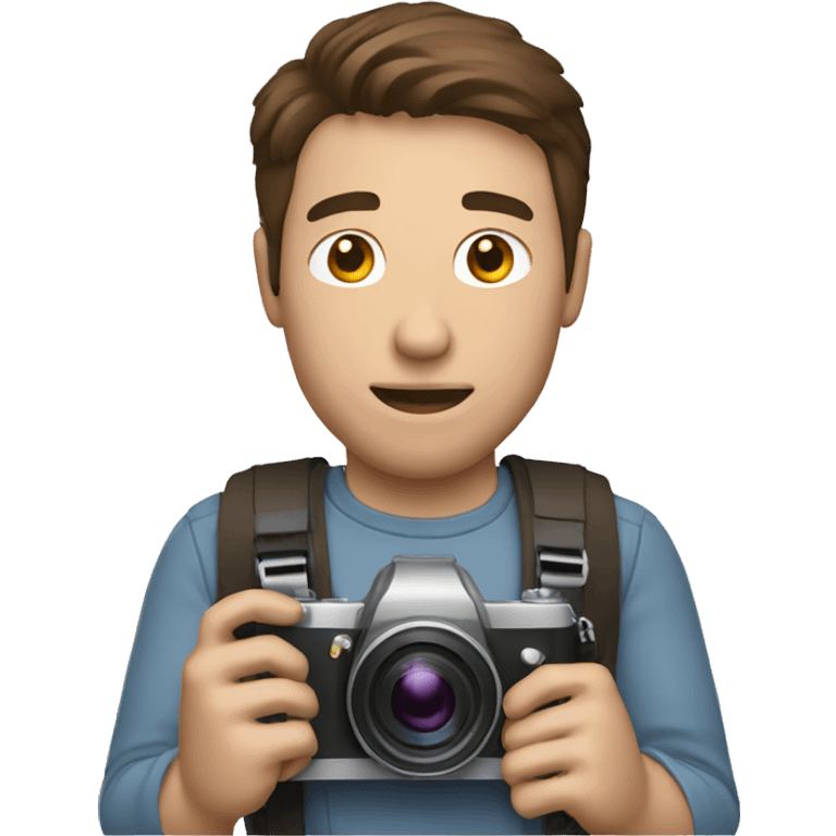 a man with brown hair holding a digital camera emoji