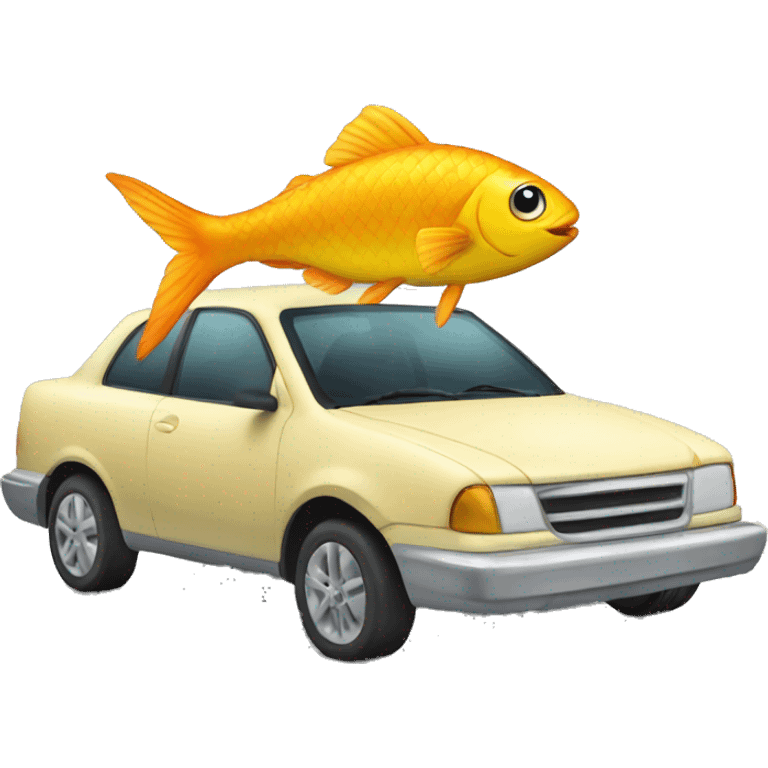 fish ride on a car emoji