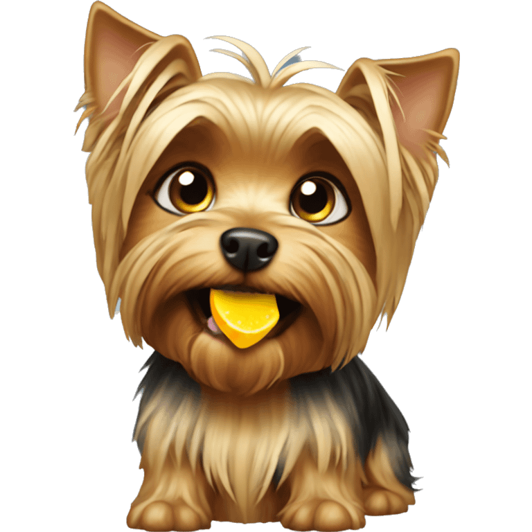 Yorkshire Terrier eating apple emoji