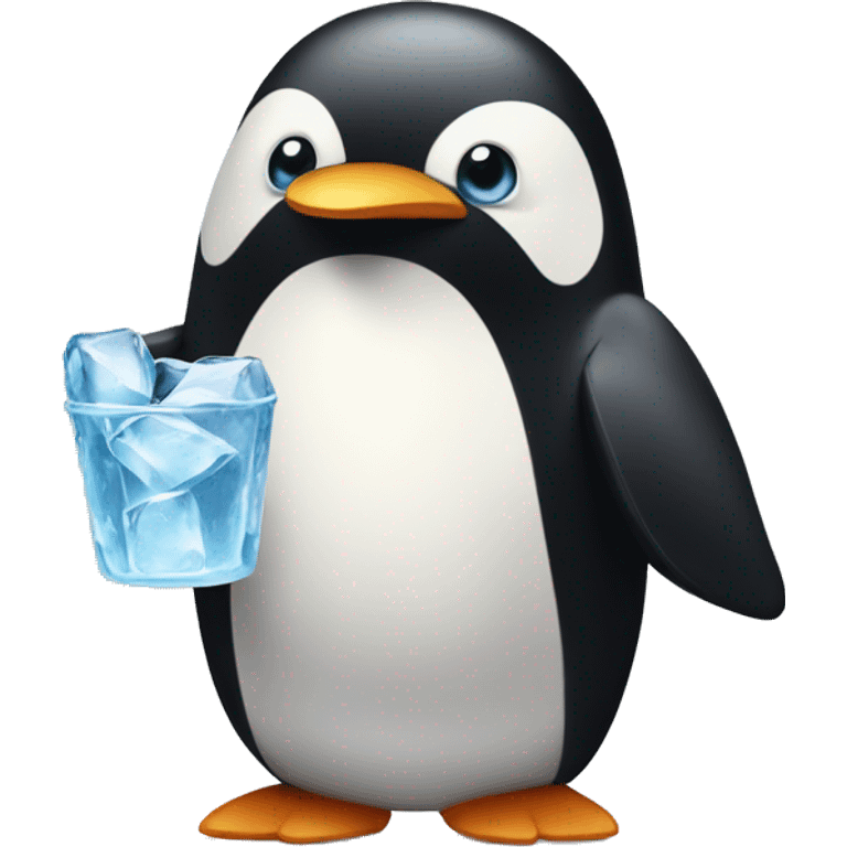 Pinguin with a ice in the hand  emoji