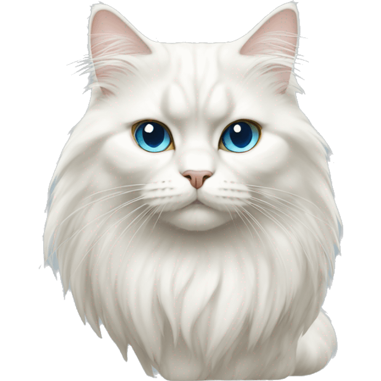 Persian white cat with long coat and blue eyes emoji