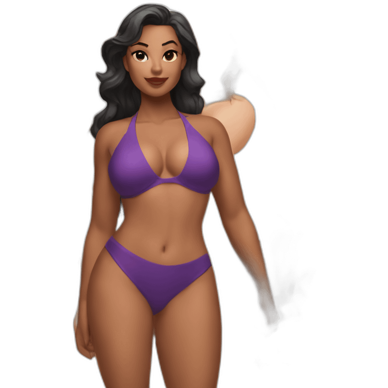 Slim-thicc Caucasian woman bikini superhero pose (beach body) emoji