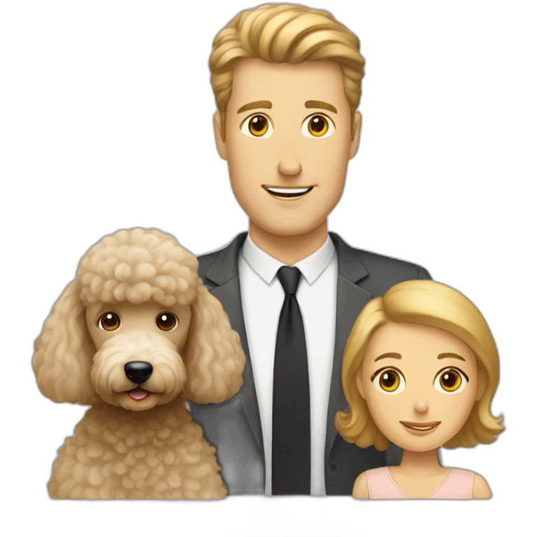 a white man, women and poodle emoji