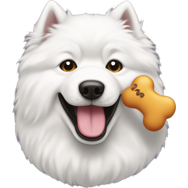 Samoyed dog holding toy in mouth emoji