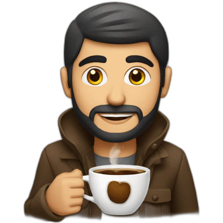 Kurdish man having coffe at the same place emoji