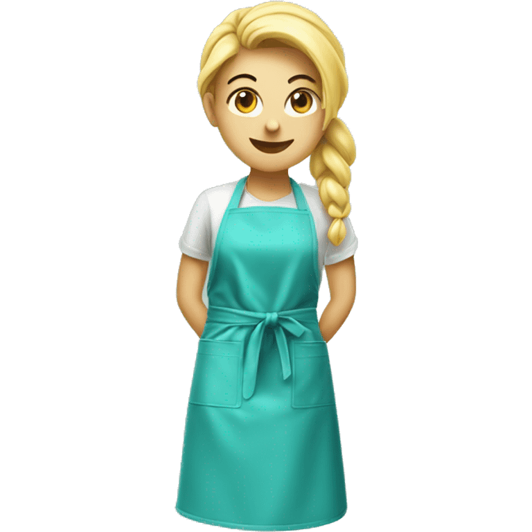 Realistic isolated light teal kitchen apron tied in the front. emoji