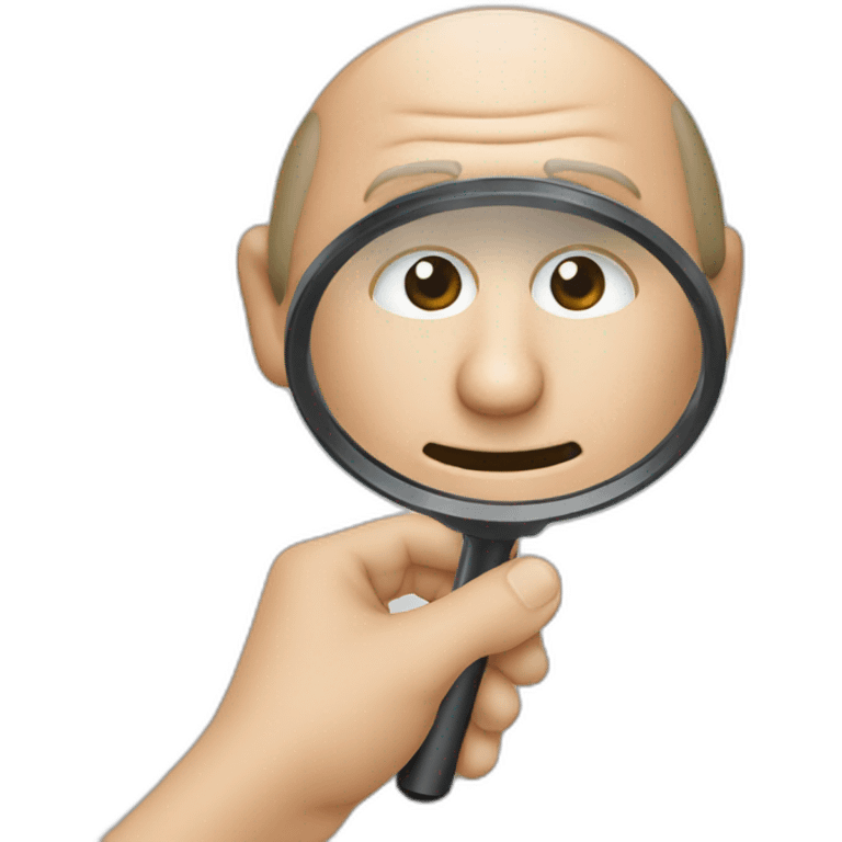 steve jobs holdsin hand magnifier emoji