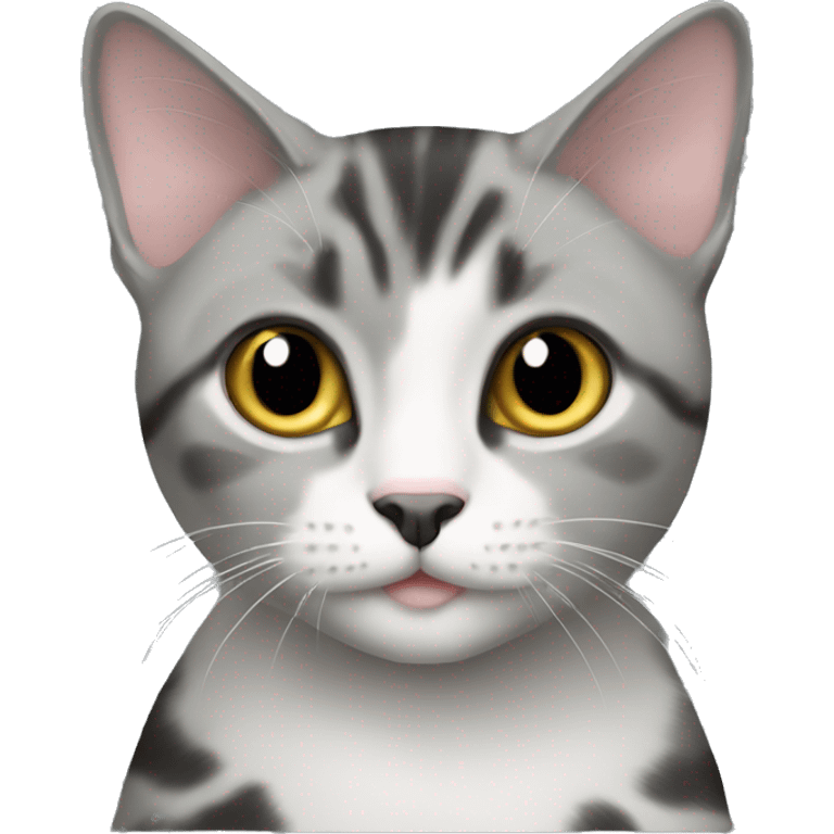 Domestic short hair cat grey black emoji