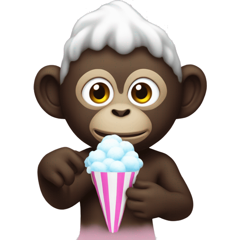 A dark monkey holding white candyfloss  emoji