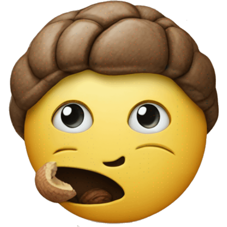 thinking smiley holding a nut emoji