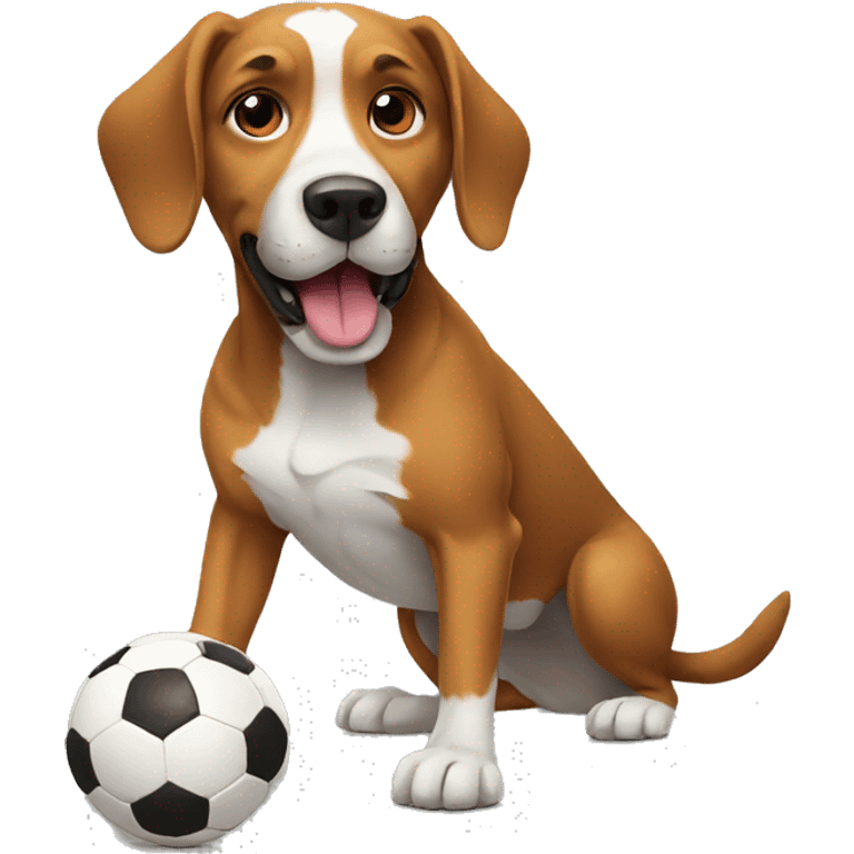 Dog playing football emoji