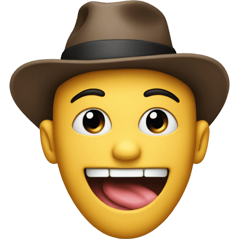 Lip biting emoji with a hat and hand behind ear emoji