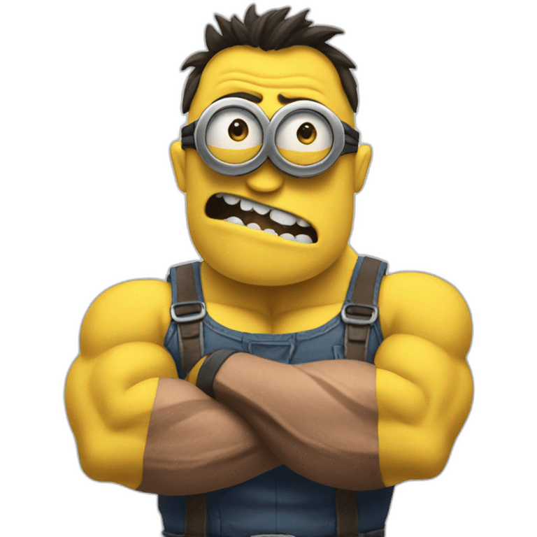 cursed minion with big muscles emoji