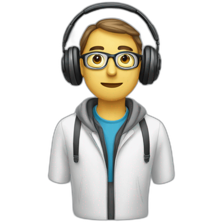 programmer with headphone , eyeware emoji