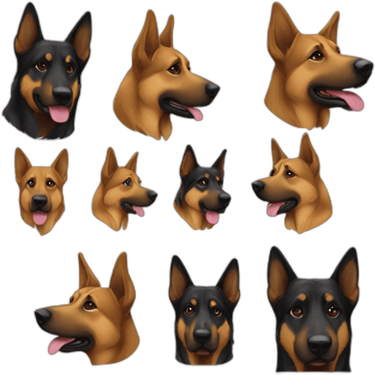 Face berger allemand croisé beaucerons oreilles qui pendent  emoji