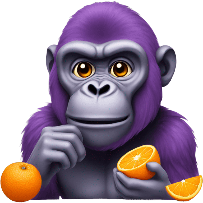 Purple gorilla eating an orange emoji