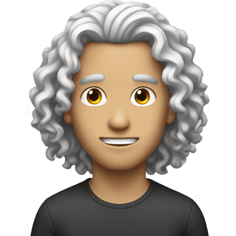 White guy with long curly black hair  emoji