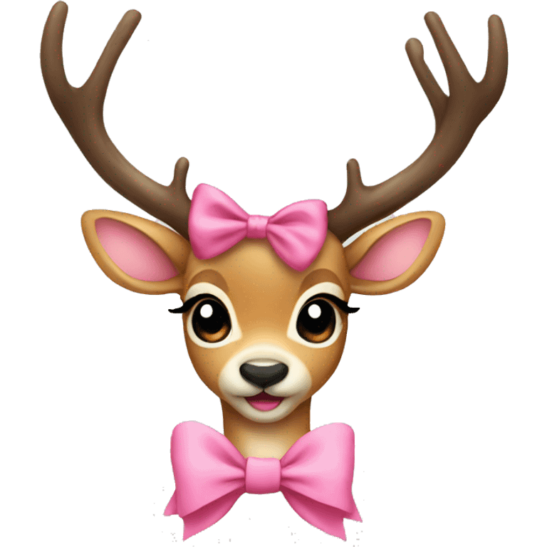 cute deer with pink bow emoji