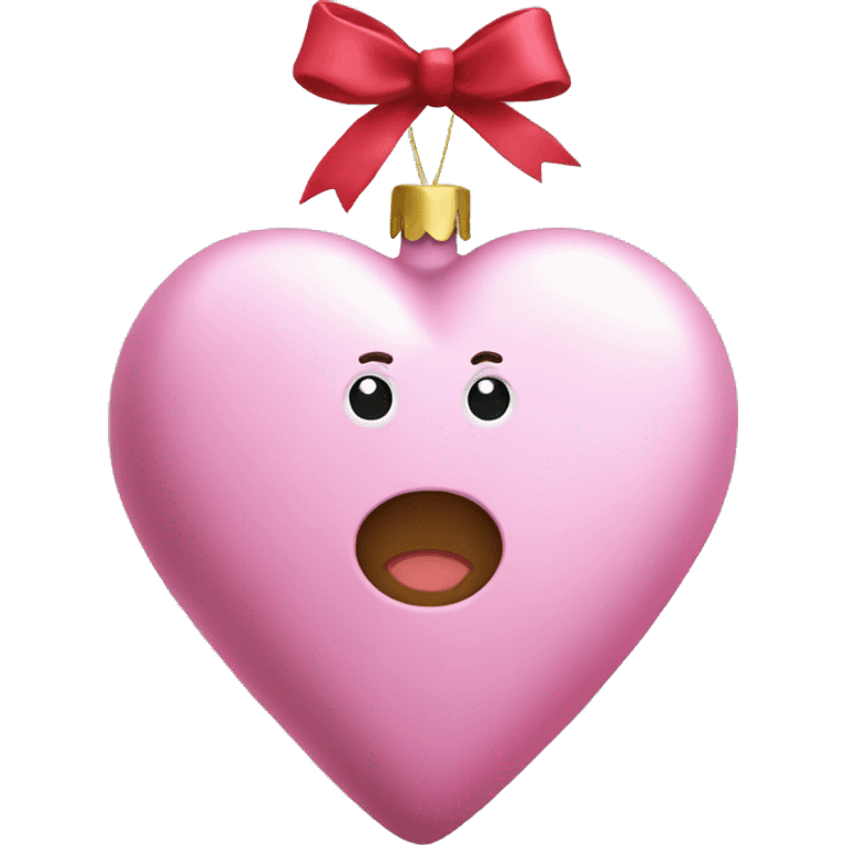 pink heart shaped christmas ornament  emoji