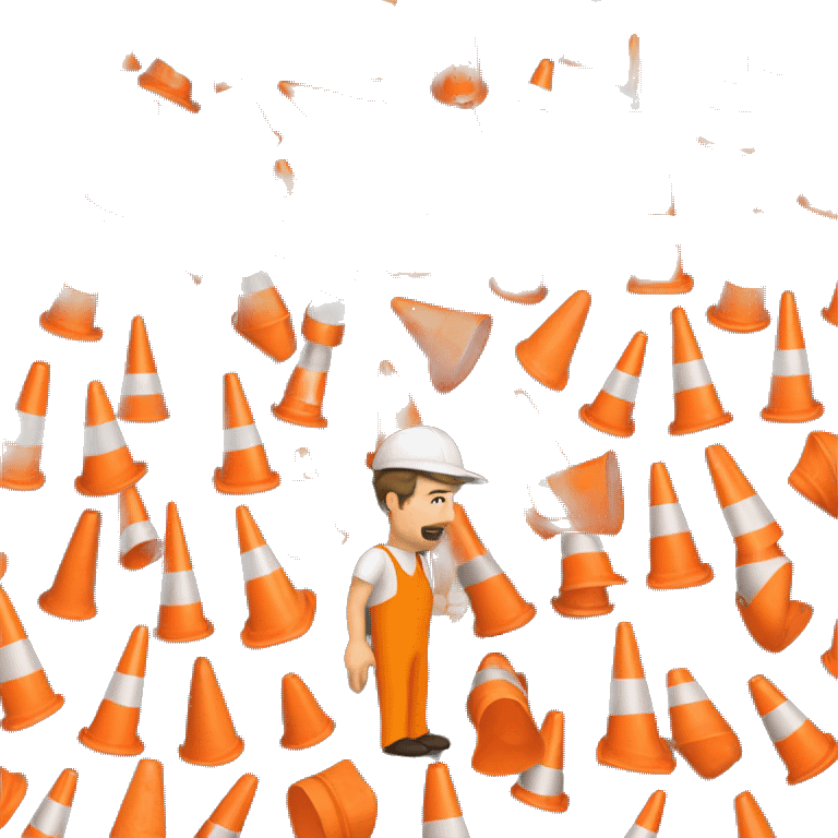 Guy with orange traffic cone instead of his head emoji