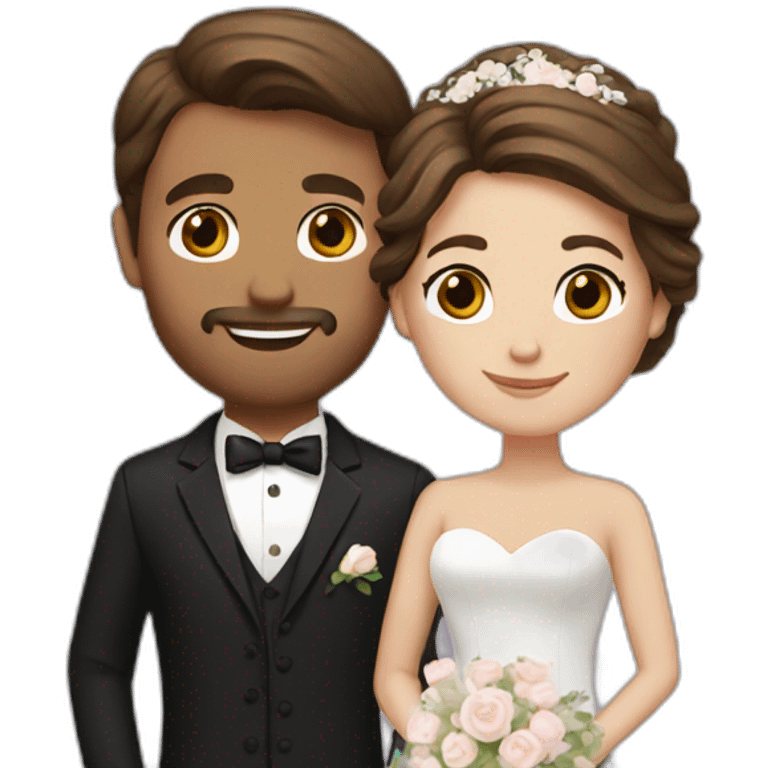 brown hair wedding couple emoji