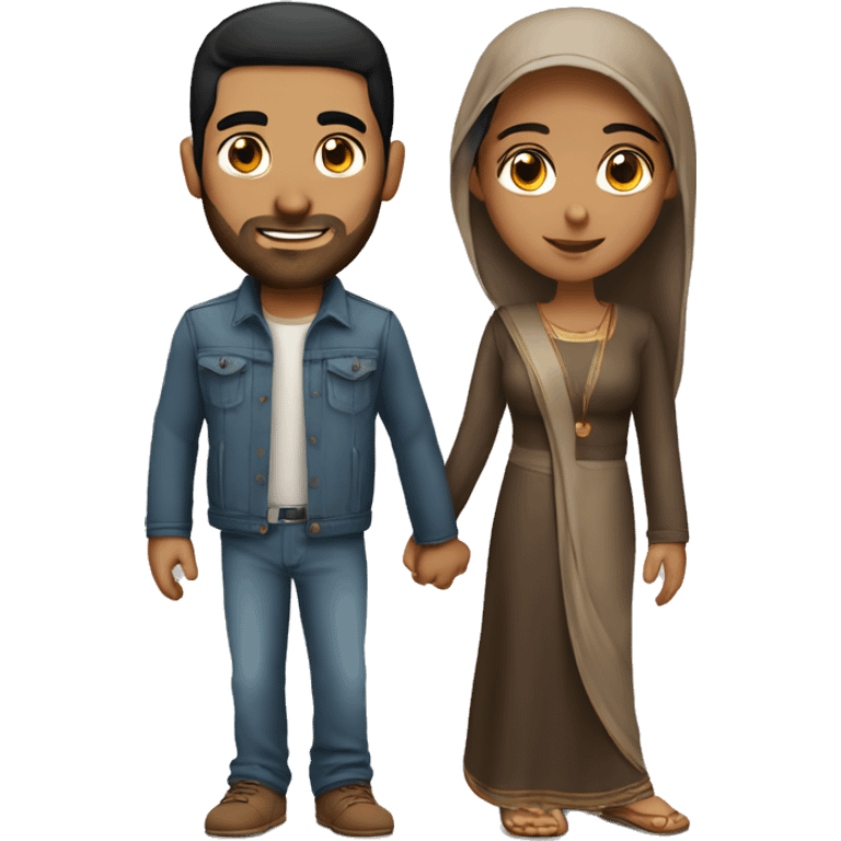 Arab guy with brown girl couple emoji