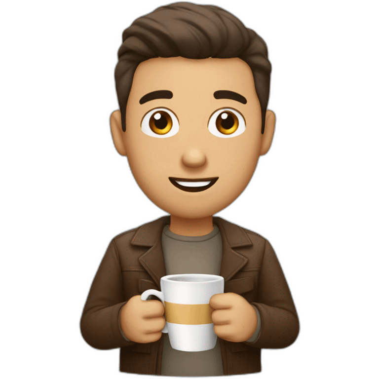 Homem branco careca tomando café emoji