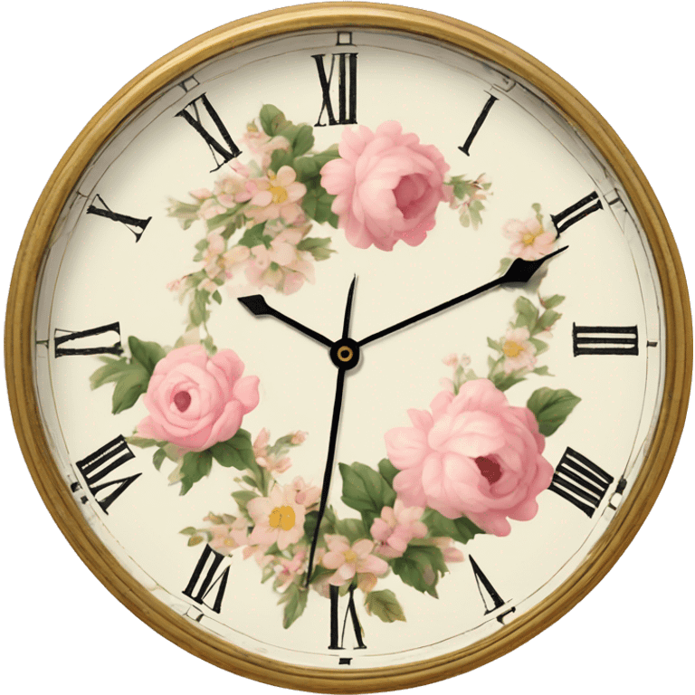 vintage rococo light pink dainty floral clock emoji