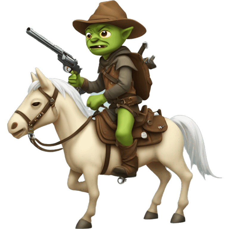 goblin horseback riding with gun emoji