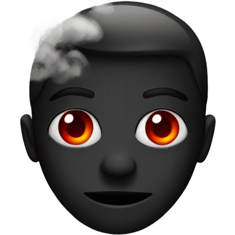 Black emoji with smoke and red eyes emoji