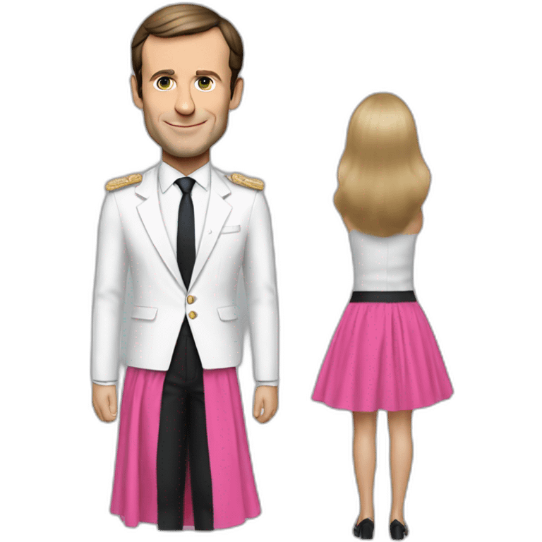 Emmanuel Macron with a pink skirt emoji