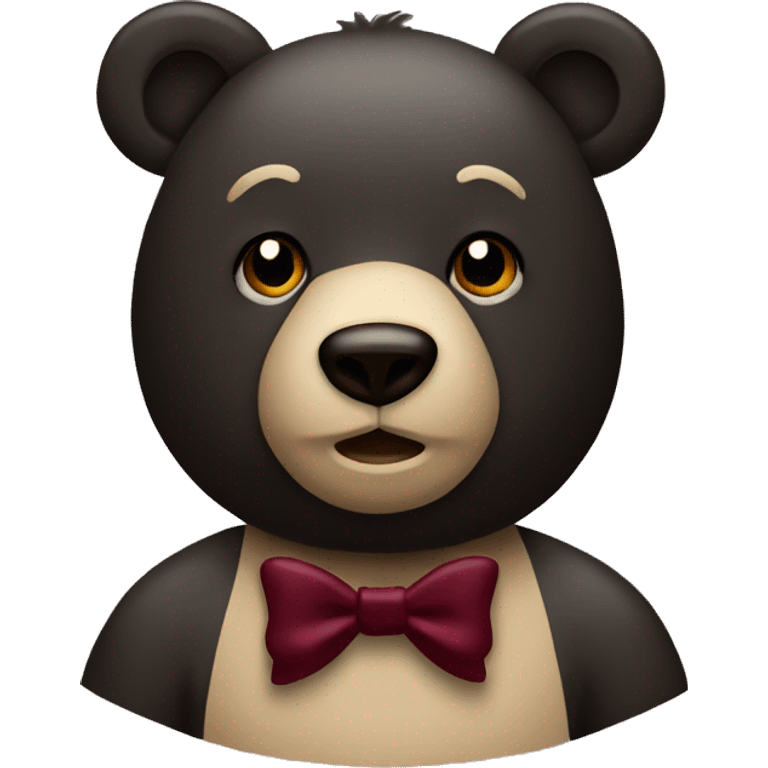 Black and beige bear with a burgundy bow emoji