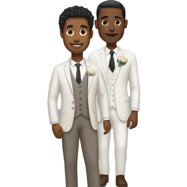 One tan skinned man and a brown skin man getting married emoji