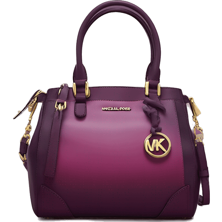 Realistic isolated plum purple to wine color ombre michael kors satchel purse.  emoji