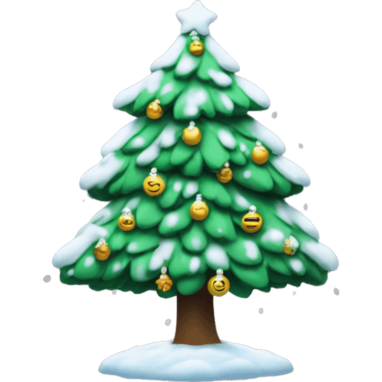 Crismas tree surrounded by Snowfall  emoji