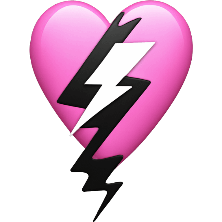 Pink heart with black lightning  emoji