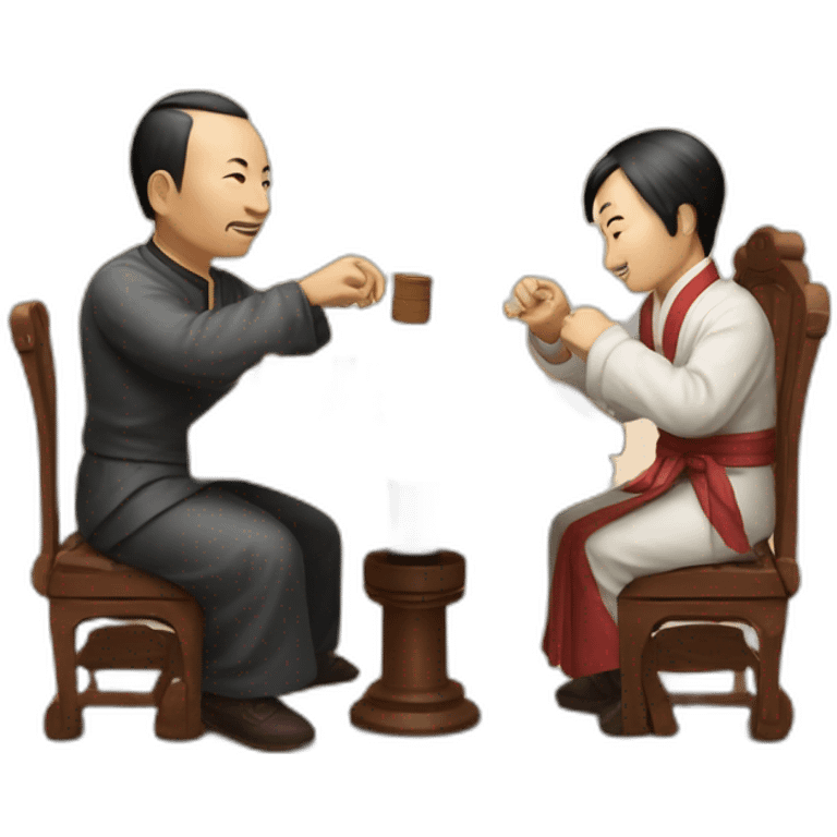 Two siu long bao playing chess emoji