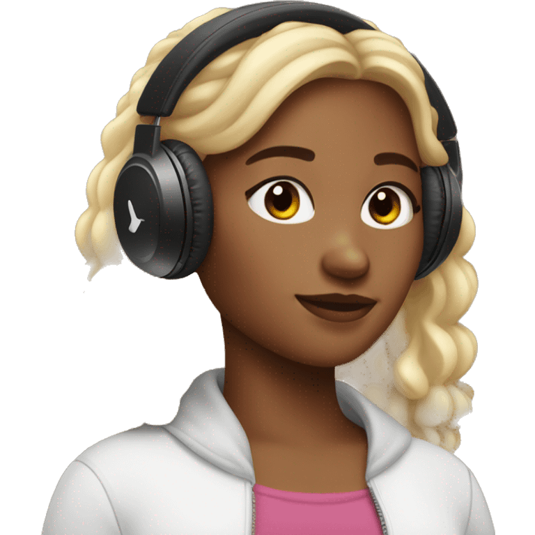 Girl with black AirPods Max  emoji