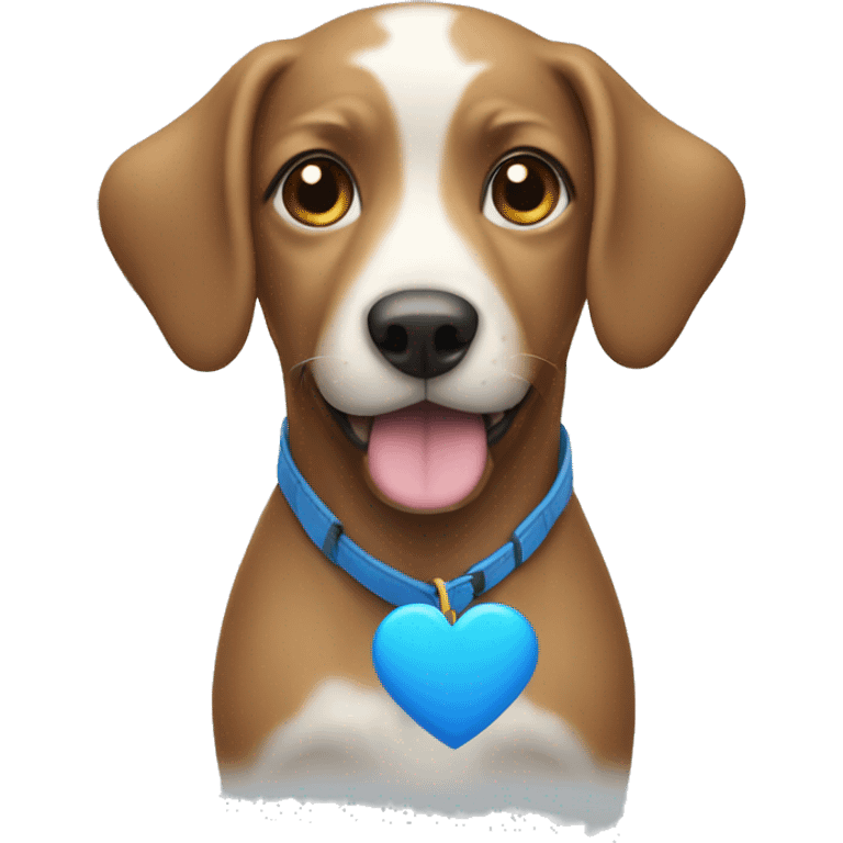 dog with a blue heart emoji