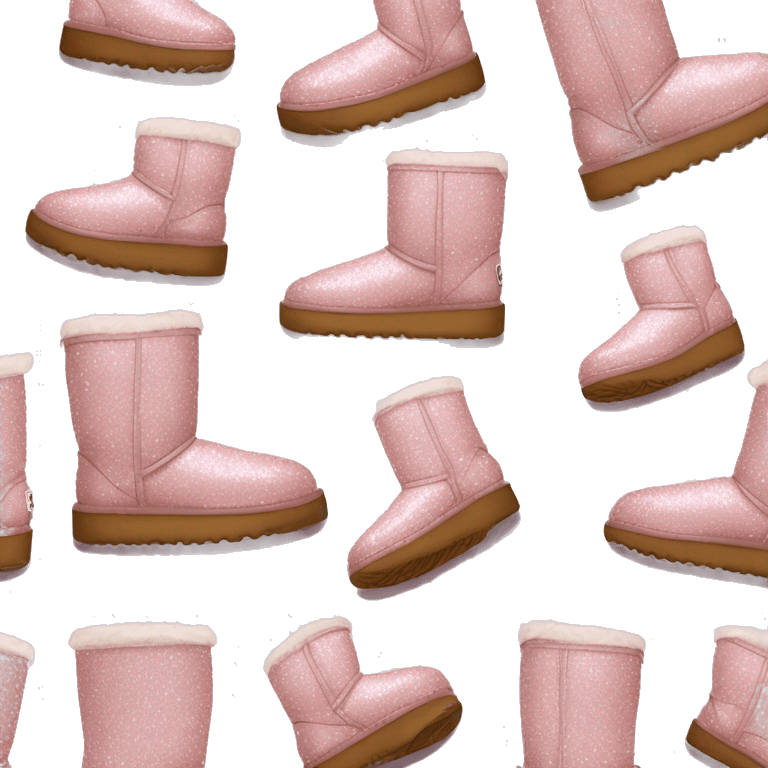 Realistic light pink glitter and fur Ugg boots. emoji