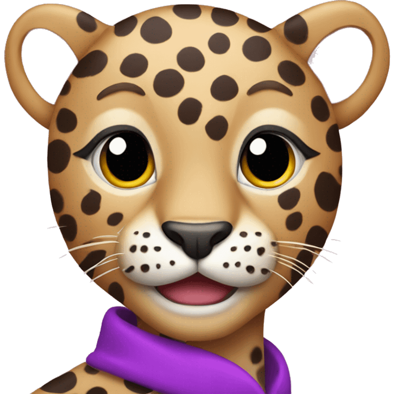 leopard with a bright purple coat and pink polka dots emoji