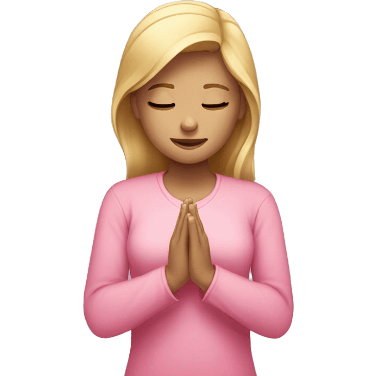 blonde girl with pink shirt praying  emoji