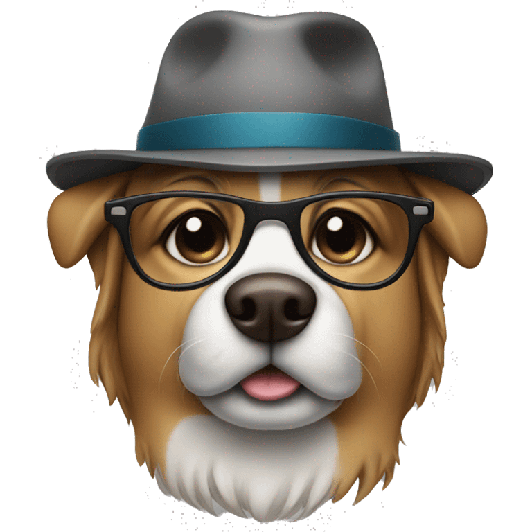 Dog with hat and glasses emoji