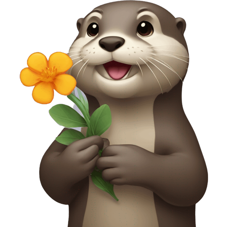 Otter holding a flower emoji