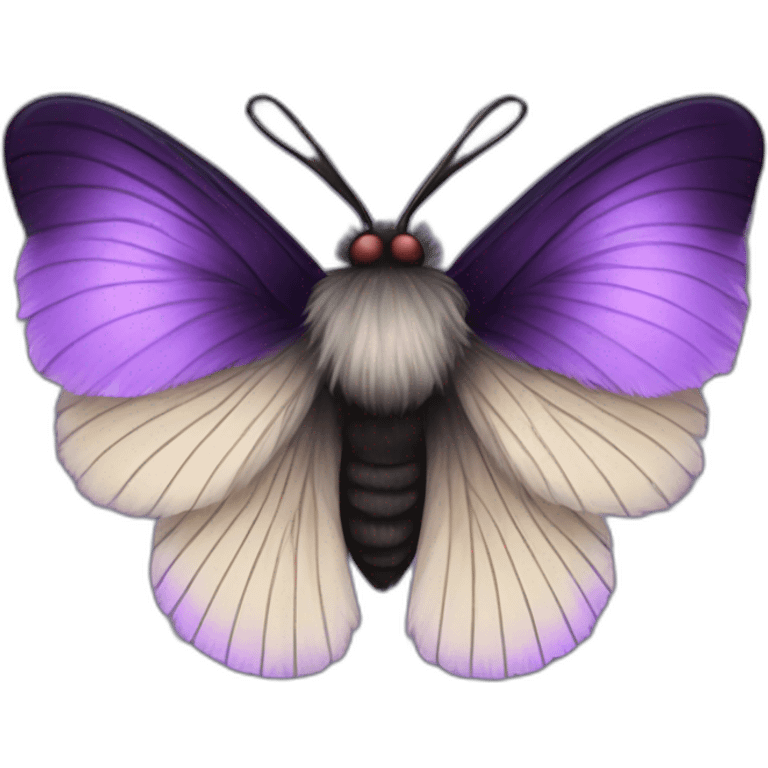 Black and purple fluffy moth emoji