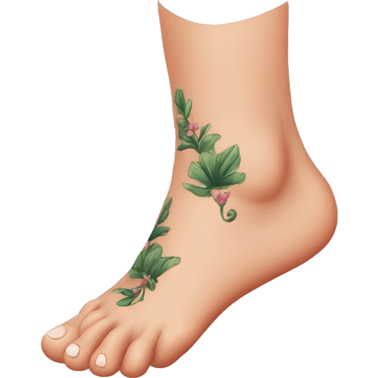 a foot with 7 tattoo emoji