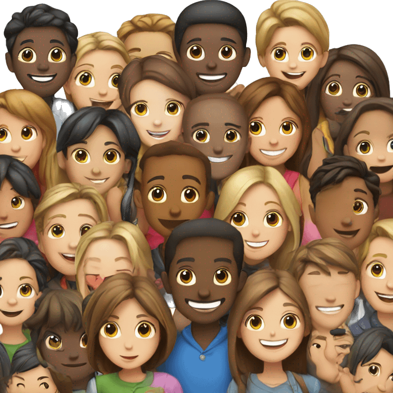 smiling girls and boys gathering emoji