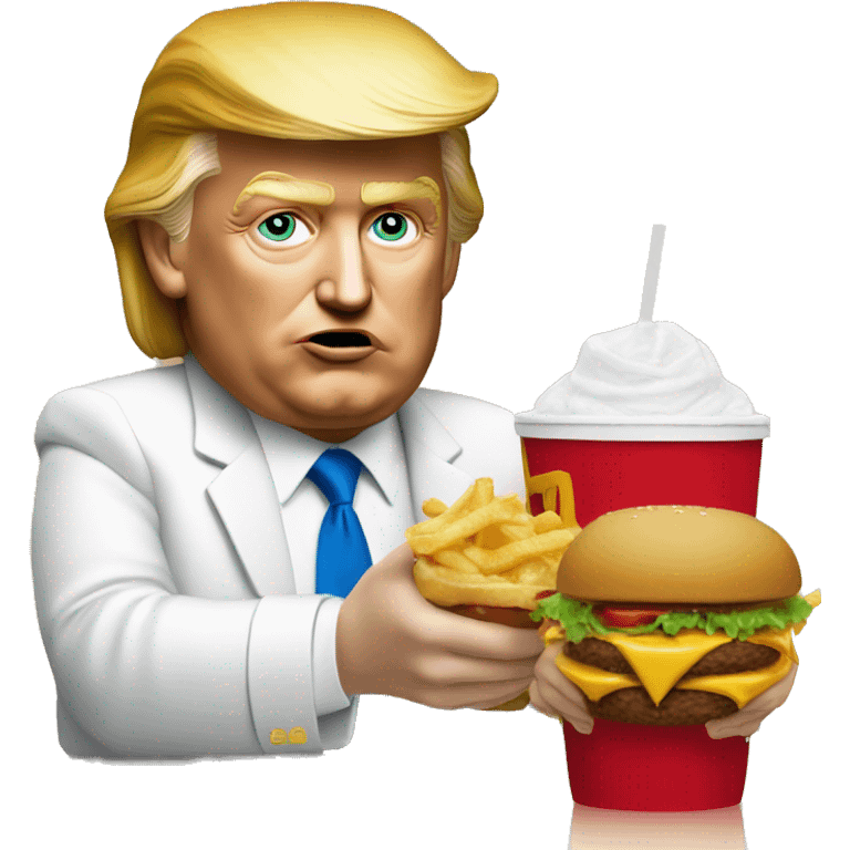 Donald trump eating McDonald’s with Jesus  emoji