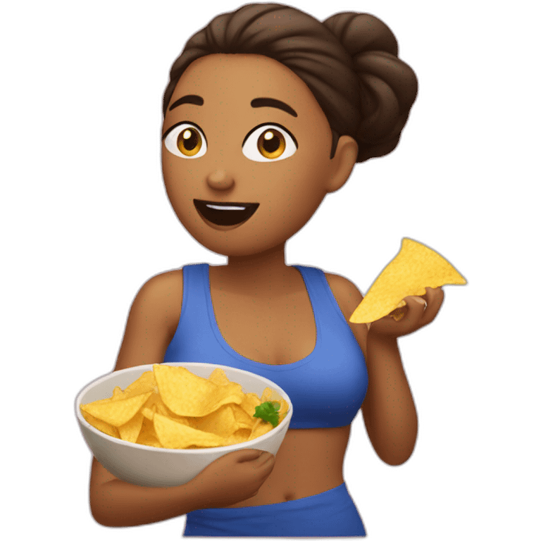 woman eating salsa and chips emoji